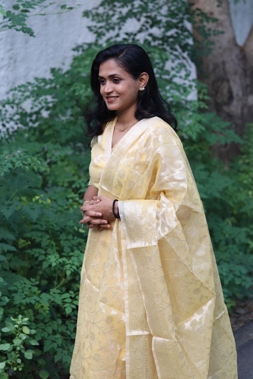 RUGHA 11 - Yellow Kota Doria Silk suit
