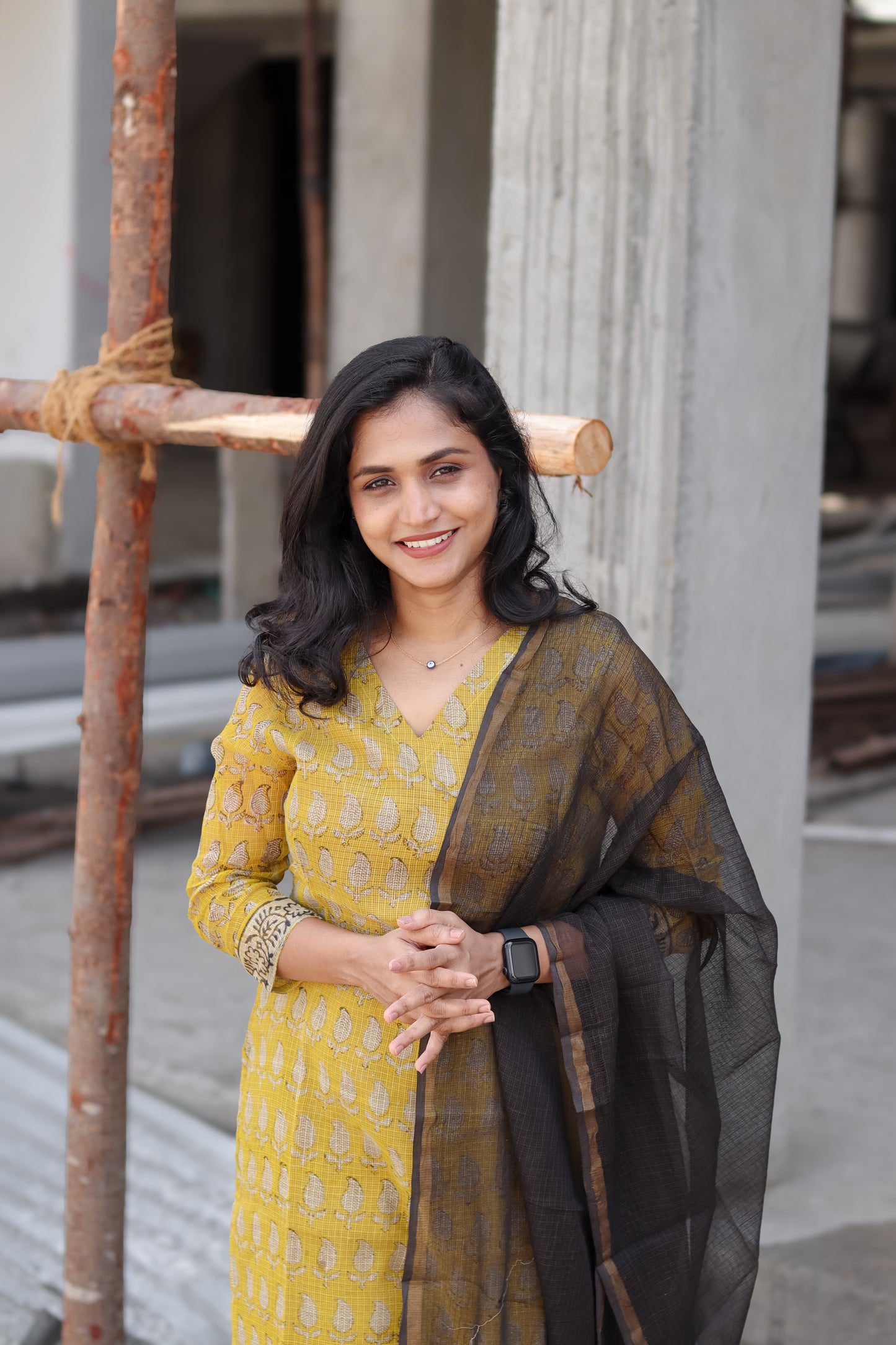 RUGHA 14 - Mustard Yellow Kota doria cotton