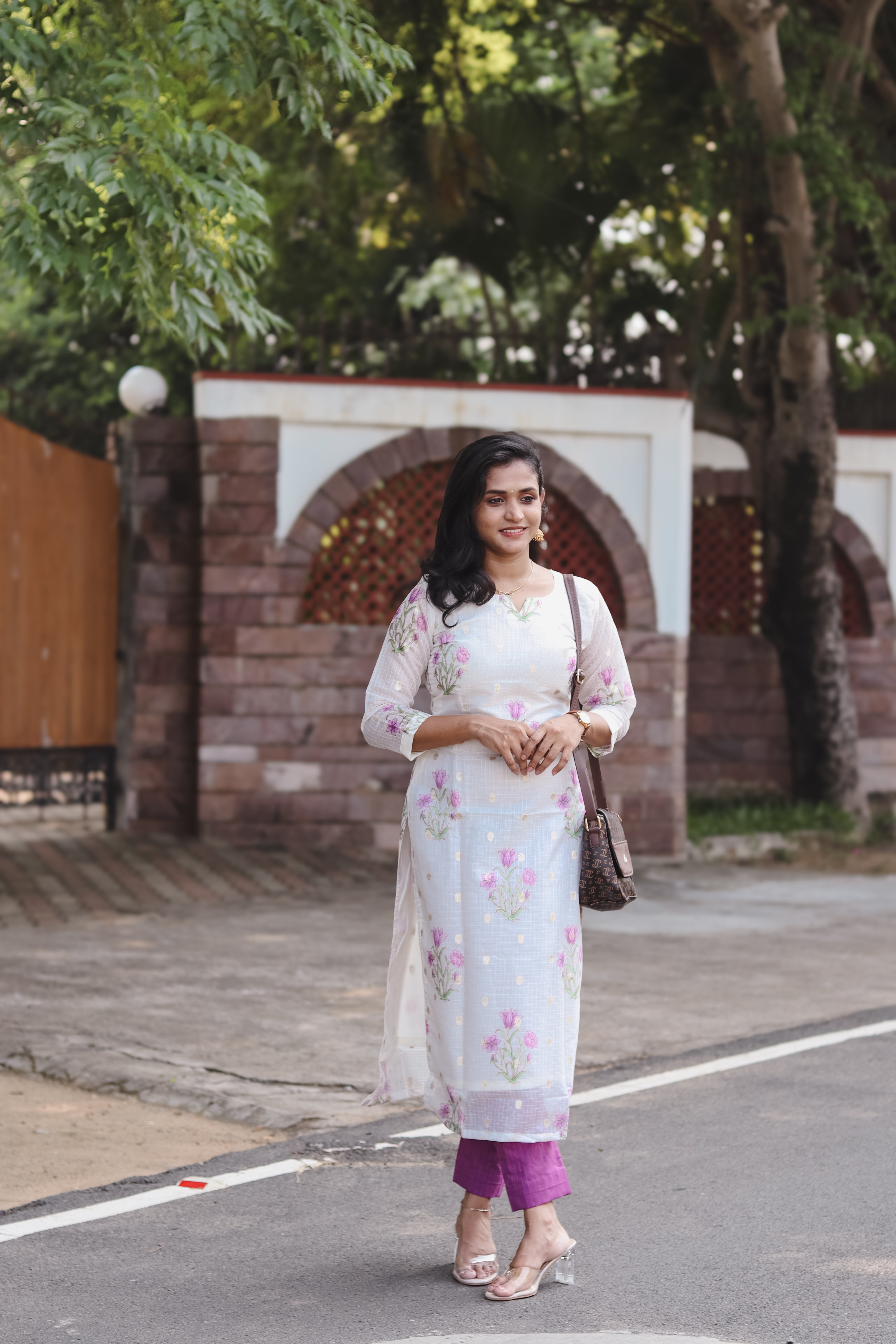 RUGHA 13 - White Kota Doria Silk cotton floral set