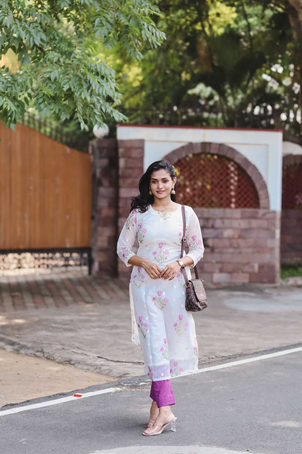 RUGHA 13 - White Kota Doria Silk cotton floral set