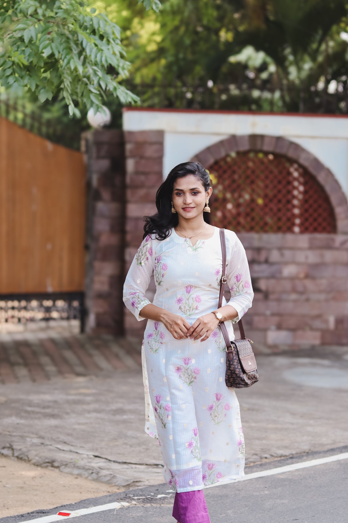 RUGHA 13 - White Kota Doria Silk cotton floral set
