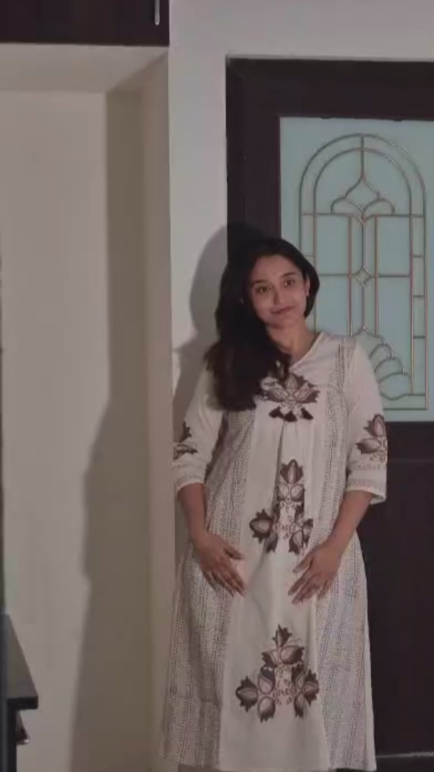 RUGHA 31 - Natural Beige Block Printed Kurta Set