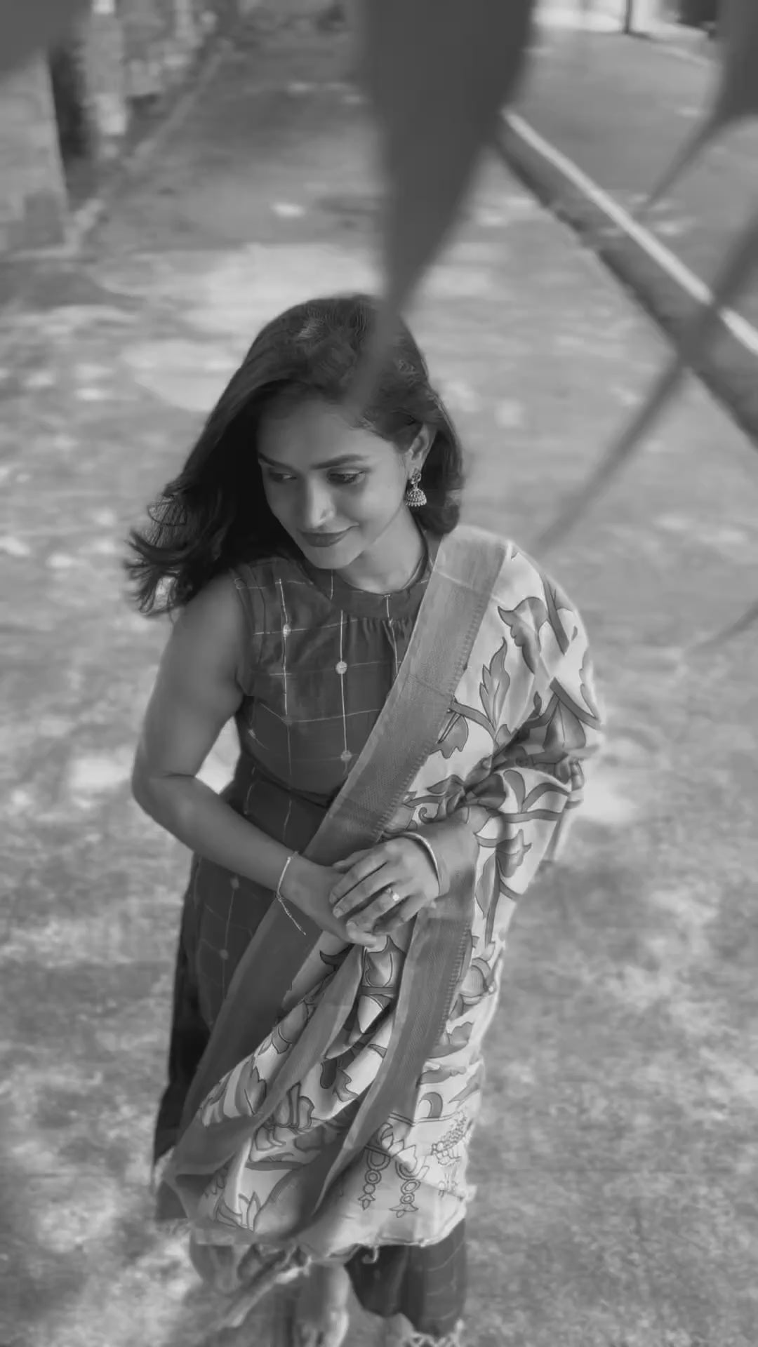 RUGHA 01 - Dark Blue Silk top with Kalamkari Duppata